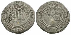 Medieval Indian Coins India, Nezak Huns. Sahi Tigin. Late 7th-early 8th century A.D. AR drachm (31 mm, 3.14 g, 12 h). Bust imitating Khusro II right; Brahmi legends in fields, Baktrian legend around r