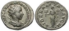 Roman Imperial Coins Gordian III. A.D. 238-244. AR antoninianus (22 mm, 4.76 g, 6 h). Rome, A.D. 239. IMP CAES M ANT GORDIANVS AVG, radiate, draped and cuirassed bust of Gordian III right / LIBERALITA