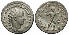 Roman Imperial Coins Gordian III. A.D. 238-244. AR antoninianus (21 mm, 2.78 g, 6 h). Antioch, A.D. 242-243. IMP GORDIANVS PIVS FEL AVG, radiate and cuirassed bust of Gordian III right / P M TR P V CO