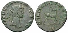 Roman Imperial Coins Gallienus. A.D. 253-268. BI antoninianus (19 mm, 2.86 g, 8 h). Rome, A.D. 267/8. IMP GALLIENVS AVG, radiate head of Gallienus right / DIANAE CONS AVG, Doe standing right, head lef