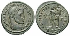 Roman Imperial Coins Galerius. As Caesar, A.D. 293-305. Æ follis (27 mm, 10.01 g, 6 h). Serdica, A.D. 305. GAL VL MAXIMINVS NOB CAESAR, laureate head of Galerius right / GENIO POPV-L-I ROMANI, Genius 