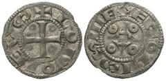 World Coins - Medieval (pre-1500) France, Feudal. Angoulême. In the name of Louis IV d'Outremer. 12th century. AR denier (18 mm, 0.85 g, 3 h). Cross pattée / Four annulets in cruciform pattern around 
