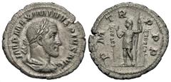 Roman Imperial Coins Maximinus I 'Thrax'. A.D. 235-238. AR denarius (20 mm, 3.14 g, 1 h). Rome, A.D. 235. IMP MAXIMINVS PIVS AVG, laureate, draped and cuirassed bust of Maximinus I right / P M TR P P 