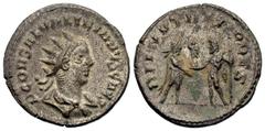 Roman Imperial Coins Saloninus. As Caesar, A.D. 255-259. BI antoninianus (20 mm, 3.70 g, 12 h). Antioch. P COR SAL VALERIANVS CAES, radiate and draped bust of Saloninus right / DII NVTRITORES, Gallien