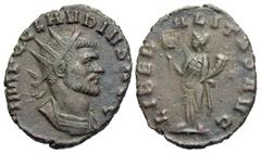 Roman Imperial Coins Claudius II Gothicus. A.D. 268-270. Æ antoninianus (17 mm, 3.00 g, 6 h). Rome, A.D. 268/9. IMP C CLAVDIVS AVG, radiate and cuirassed bust of Claudius II right / LIBER-ALITAS AVG, 
