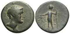 Roman Provincial Coins Samaria, Nysa-Scythopolis. M. Licinius Crassus. Proconsul, 54-53 B.C. Æ (22 mm, 6.05 g, 12 h). CY 10 (54 B.C.). Head of the proconsul Crassus right / ΓAB/NY in two lines in left