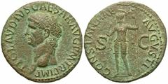 Roman Imperial Coins Claudius. A.D. 41-54. Æ as (29 mm, 10.4 g, 5 h). Rome, ca. A.D. 41/2. TI CLAVDIVS CAESAR AVG P M TR P IMP, bare head of Claudius left / CONSTANTIAE AVGVSTI, S C across field, Cons