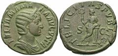Roman Imperial Coins Julia Mamaea. Augusta, A.D. 222-235. Æ sestertius (30 mm, 23.65 g, 12 h). Rome, under Severus Alexander, A.D. 228. IVLIA MAMA-EA AVGVSTA, diademed and draped bust of Julia Mamaea 
