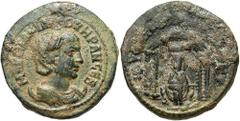 Roman Provincial Coins Mesopotamia, Nisibis. Otacilia Severa. Augusta, A.D. 244-249. Æ (25 mm, 12.68 g, 12 h). MAP OTAKIΛ CЄOVHPAN CЄB, draped bust of Otacilia Severa right, resting on a crescent / IO