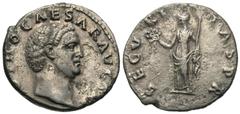 Roman Imperial Coins Otho. A.D. 69. AR denarius (18 mm, 3.38 g, 7 h). Rome. [IMP O]THO CAESAR AVG T[R P], Bare head of Otho right / SECV-RI-TAS P R, Securitas standing facing, head left, holding wreat