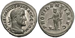 Roman Imperial Coins Maximinus I 'Thrax'. A.D. 235-238. AR denarius (19 mm, 3.56 g, 12 h). Rome, A.D. 236/7. MAXIMINVS PIVS AVG GERM, laureate, draped and cuirassed bust of Maximinus I right / P-ROVID