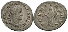 Roman Imperial Coins Trebonianus Gallus. A.D. 251-253. AR antoninianus (21 mm, 3.40 g, 12 h). Antioch. IMP C C VIB TREB GALLVS P F AVG, radiate and cuirassed bust of Trebonianus Gallus right; below bu