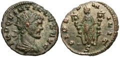 Roman Imperial Coins Quintillus. A.D. 270. Æ antoninianus (20 mm, 2.97 g, 12 h). Mediolanum. IMP QVINTILLVS AVG, radiate, draped and cuirassed bust of Quintillus right / FIDE-S M-ILIT, Fides standing 