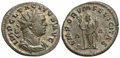 Roman Imperial Coins Tacitus. A.D. 275-276. Æ antoninianus (22 mm, 3.56 g, 6 h). Lugdunum, March-April A.D. 276. IMP CL TACITVS AVG, radiate, draped and cuirassed bust of Tacitus right / TEMPORVM FELI