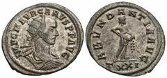 Roman Imperial Coins Carus. A.D. 282-283. Æ antoninianus (24 mm, 3.49 g, 11 h). Ticinum. IMP C M AVR CARVS P F AVG, radiate, draped and cuirassed bust of Carus right / ABVNDANTIA AVG, Abudantia standi