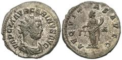 Roman Imperial Coins Carinus. A.D. 283-285. Æ antoninianus (22 mm, 3.26 g, 6 h). Lugdunum, A.D. 283/4. IMP C M AVR CARINVS AVG, radiate, draped and cuirassed bust of Carinus right / AEQVIT-AS AVGG, Ae