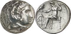 Monedas griegas / Greek coins Imperio Macedonio. Alejandro III, Magno (336-323 a.C.). Marathos. Tetradracma. (S. 6722 var) (MJP. 3449). Limpiada. 17,01 g. MBC+.