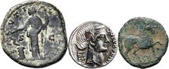 Lotes de conjunto / Lots Lote formado por un semis de Cese, un denario forrado de la gens Scribonia y un dupondio de Marco Aurelio. 3 monedas. BC+/MBC.