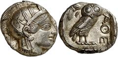 Monedas griegas / Greek coins (454-404 a.C.). Ática. Atenas. Tetradracma. (S. 2526) (CNG. IV, 1597). Muy bella. 17,18 g. EBC+.