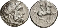 Monedas griegas / Greek coins Imperio Macedonio. Casandro (317-297 a.C.). Anfípolis. Tetradracma. (S. 6684 var., de Filipo II) (CNG. III, 988). 14,22 g. MBC.