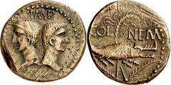 Monedas romanas / Roman coins (después 16/15 a.C.). Agripa y Augusto. Galia. Nemausus. Dupondio. (Spink 1729) (Co. 7) (RIC. 155). 11,15 g. MBC+.
