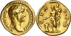 Monedas romanas / Roman coins (138 A.D.). Hadrian. Aureus. (Spink 3394) (Co. 800) (RIC. 249) (Calicó 1269). Ex Aureo & Calicó 10/28/2015, no. 2106. 7,30 g. MBC+.