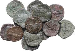 Lotes de conjunto / Lots Lote de 12 sestercios (Cómodo a Galieno), incluye un as de Faustina madre y un dupondio de Marco Aurelio. Total 14 monedas. A examinar. MBC-/MBC.