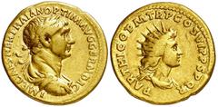 Monedas romanas / Roman coins (117 A.D.). Trajan. Aureus. (Spink 3100) (Co. 187 var) (RIC. 329) (Calico 1038a). Obv.: IMP. CAES. NER. TRAIAN. OPTIM. AVG. GERM. DAC. His bust laureate, draped and cuira