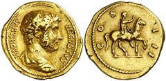 Monedas romanas / Roman coins (125-127 A.D.). Hadrian. Aureus. (Spink 3386 var) (Co. 407 var) (RIC. 783) (Calico 1218 var). Obv.: HADRIANVS AVGVSTVS. His bust draped and cuirassed. Rev.: COS. III. Had