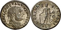 Monedas romanas / Roman coins (304-305 A.D.). Constantius I, Chlorus. Alexandria. Follis. (Spink 14078) (Co. 150) (RIC. 40). Obv.: FL. VAL. CONSTANTIVS NOB. CAES. His head laureate. Rev.: HERCVLI (V)I