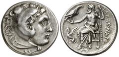 Grecia - Helenismo / Greek Coins - Hellenism Imperio Macedonio. Alejandro III, Magno (336-323 a.C.). Teos. Dracma. (S. 6730 sim.). Anv.: Cabeza de Herakles joven con la piel de león. Rev.: ALEANDUPY. 