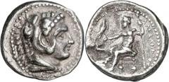 Monedas griegas / Greek coins Imperio Macedonio. Alejandro III, Magno (336-323 a.C.). Dracma. (S. 6731 var). Vano en reverso. 4,09 g. MBC+/MBC-.