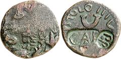 Monedas romanas / Roman coins (17 a.C.). Octavio Augusto. Dupondio. (Spink 1667) (Co. 440) (RIC. 347). Contramarcas: CAE y PP en reverso. 7,64 g. MBC.