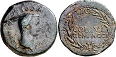 Monedas antiguas de Hispania / Celtiberian coins Calígula. Acci (Guadix). Dupondio. (FAB. 41) (ACIP. 3009). Golpe en anverso. 21,56 g. MBC-/MBC.