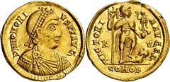 Monedas romanas / Roman coins (408-423 A.D.). Honorius. Ravenna. Solidus. (Spink 20920) (Co. 44) (RIC. 1323). Obv.: D. N. HONORIVS P. F. AVG. His bust diademed, draped and cuirassed. Rev.: VICTORIA AV