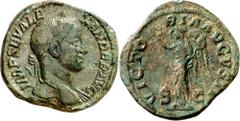 Monedas romanas / Roman coins (231 d.C.). Alejandro Severo. Sestercio. (Spink 8022) (Co. 569) (RIC. 618). Anv.: IMP. SEV. ALEXANDER AVG. Su busto laureado. Rev.: VICTORIA AVGVSTI S. C. Victoria en pie