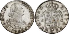 Monarquía española / Spanish Monarchy 1789. Carlos IV. Seville. C. 8 reales. (AC. 1051). Light small scrapes. Nice. Very rare, especially in this condition, we have only had six examples before. 26.97