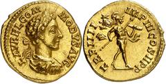 Imperio romano / Roman Empire * (179 A.D.). Commodus. Aureus. (Spink 5612) (Co. 768) (RIC. 659, of Marcus Aurelius) (Calicó 2339, same example). Obv.: L. AVREL. COMMODVS AVG. His youthful bust laureat