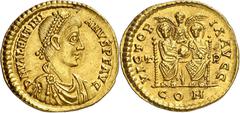 Imperio romano / Roman Empire * (389-391 A.D.). Valentinian II. Treveri. Solidus. (Spink 20177) (Co. 37) (RIC. 90a). Obv.: D. N. VALENTINIANVS P. F. AVG. His bust diademed, draped and cuirassed. Rev.: