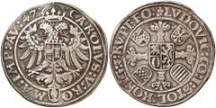 Monarquía española / Spanish Monarchy 1547. Carlos I. Stolberg County. 1 escudo/taler. (Dav. 9864) (Ha. 2299). In the name of Luis II of Königstein. Scarce. 28.03 g. MBC. Ex Rocaberti Collection, Aure