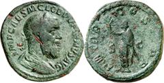 Monedas romanas / Roman coins (238 A.D.). Pupienus. Sestertius. (Spink 8536) (Co. 30) (RIC. 15). Obv.: IMP. CAES. M. CLOD. PVP(I)ENVS AVG. His bust laureate, draped and cuirassed. Rev.: P. M. TR. P. C