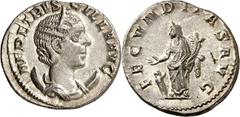Monedas romanas / Roman coins (250-251 A.D.). Herennia Etruscilla. Antoninianus. (Spink 9492) (S. 8) (RIC. 55b). Obv.: HER. ETRVSCILLA AVG. Her bust diademed and draped over crescent. Rev.: FECVNDITAS