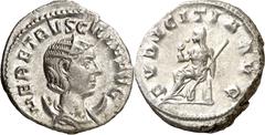 Monedas romanas / Roman coins (250-251 A.D.). Herennia Etruscilla. Antoninianus. (Spink 9495 var) (S. 19) (RIC. 59b). Obv.: HER. ETRVSCILLA AVG. Her bust diademed and draped over crescent. Rev.: PVDIC
