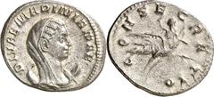 Monedas romanas / Roman coins (253-254 A.D.). Mariniana. Antoninianus. (Spink 10070) (S. 16) (RIC. 6). Obv.: DIVAE MARINIANAE. Bust veiled and draped over crescent. Rev.: CONSECRATIO. Mariniana raisin