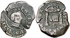 Cecas peninsulares y americanas / Peninsular & American mints 1660. Felipe IV. Burgos. 8 maravedís. (Cal. 1257, como prueba) (J.S. L-01). 9,37g. Acuñada a martillo. Ex Áureo Selección 2007, nº 142. Ex