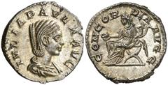 Colección de moneda romana imperial / Roman Imperial Coinage Collection (219 d.C.). Julia Paula. Antioquía. Denario. (Spink 7657) (S. 16) (RIC. 216). 2,92 g. Bellísima. Ex Tkalec 29/02/2000, nº 337. E