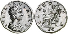 Colección de moneda romana imperial / Roman Imperial Coinage Collection (220 d.C.). Julia Paula. Roma. Sestercio. (Spink 7660, mismo ejemplar) (Co. 8) (RIC. 381). 18,63 g. Campos levemente repasados. 