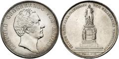 Monedas extranjeras / World coins 1844. Alemania. Baden. Leopoldo Duque. 2 taler. (Kr. 217.1). 37,06 g. AG. Monumento a Carlos Federico. Fecha en números romanos. Escasa. EBC-.