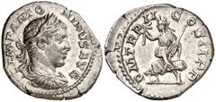 Monedas romanas / Roman coins (219 d.C.). Eliogábalo. Denario. (Spink 7530) (S. 143 var) (RIC. 21 var). 3,49 g. EBC-.