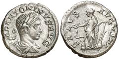 Monedas romanas / Roman coins (219 d.C.). Eliogábalo. Denario. (Spink 7544) (S. 264) (RIC. 141). 3,86 g. MBC+.